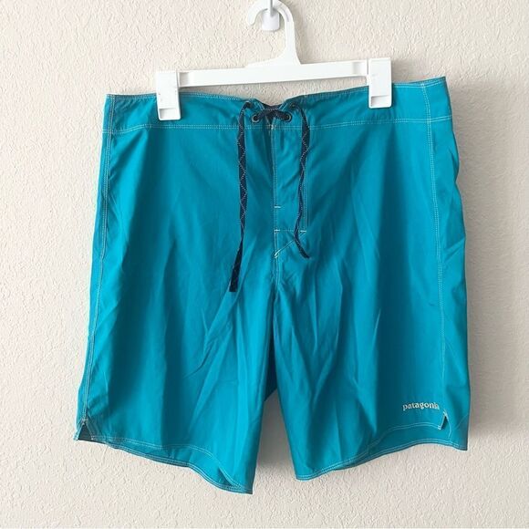 Patagonia Mens Size 34 Turquoise Board Shorts Swim Trunks Drawstring Surf - Picture 1 of 6